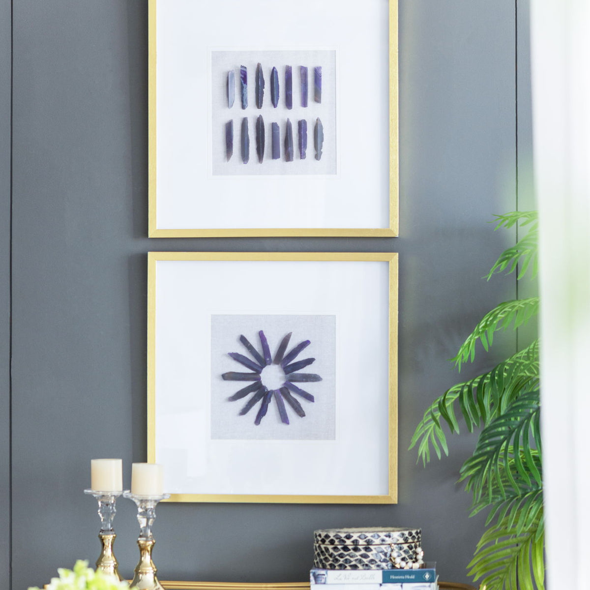 Grace Purple Agate Shadow Boxes Wall Art (Set of 2) - Multicolor