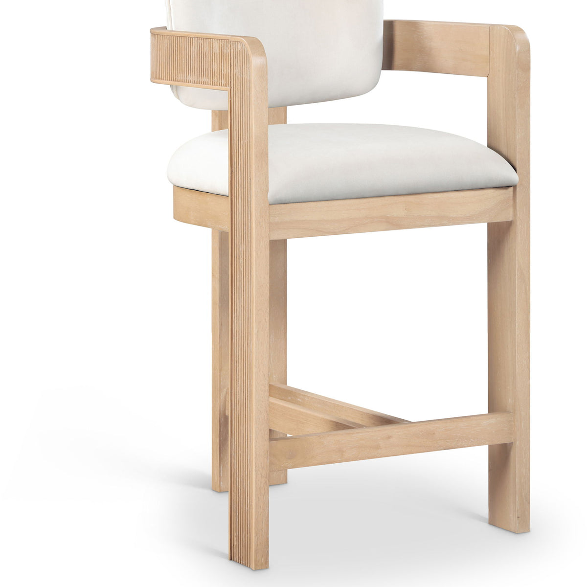 Sacha - Velvet Stool With Natural Base