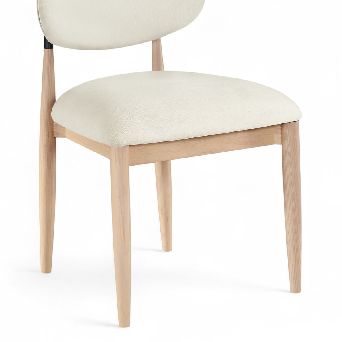 Riccio - Performance Fabric Upholstered Dining Side Chair (Set of 2) With Light Brown Legs - Cream