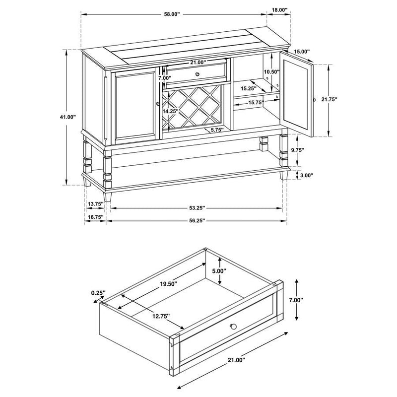 Parkins - 2 Door Sideboard Buffet Cabinet - Rustic Espresso