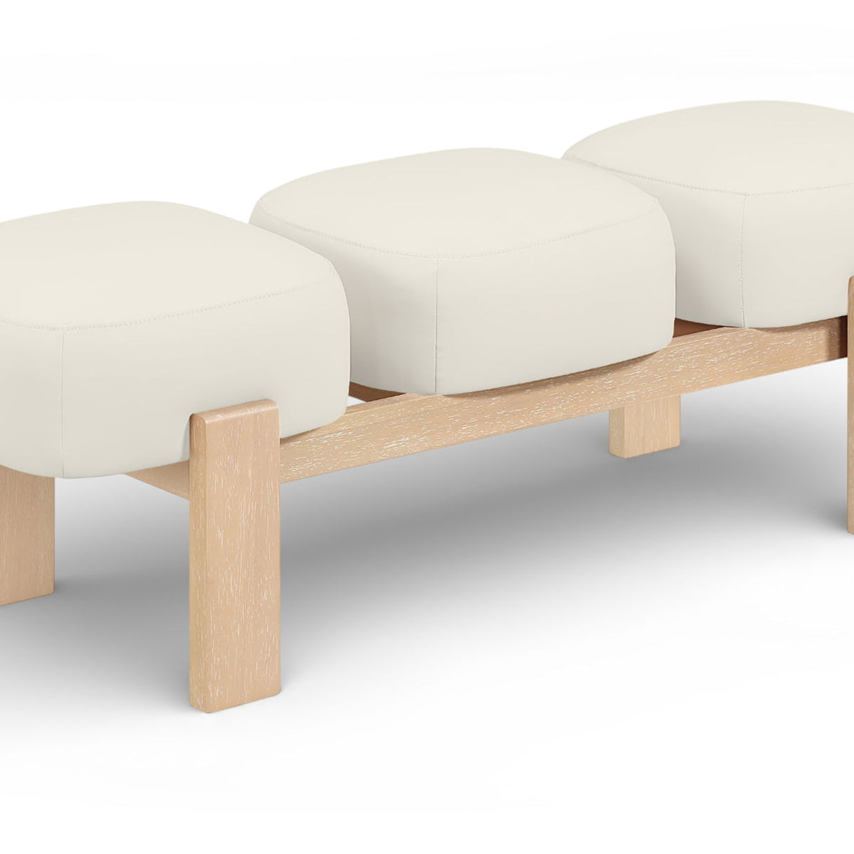 Woodcrest - Vegan Leather Upholstered Bench - Painted Natural Base