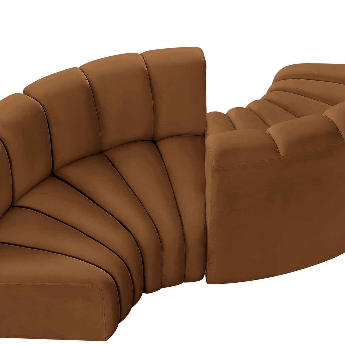 Arc - Velvet 4 Piece Curved Modular Sofa - Saddle