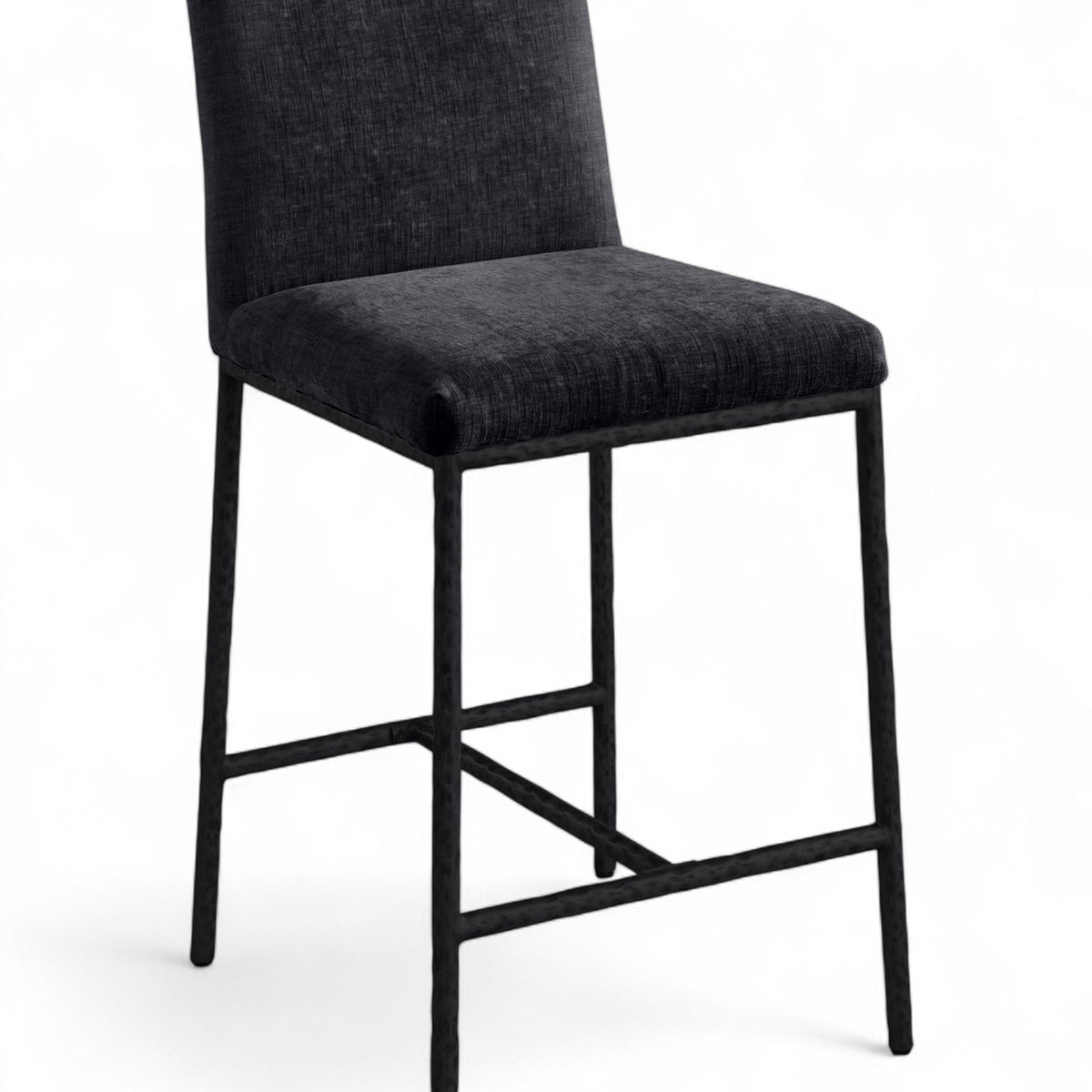 Reeves - Chenille Fabric Upholstered Counter Stool (Set of 2) - Black Base