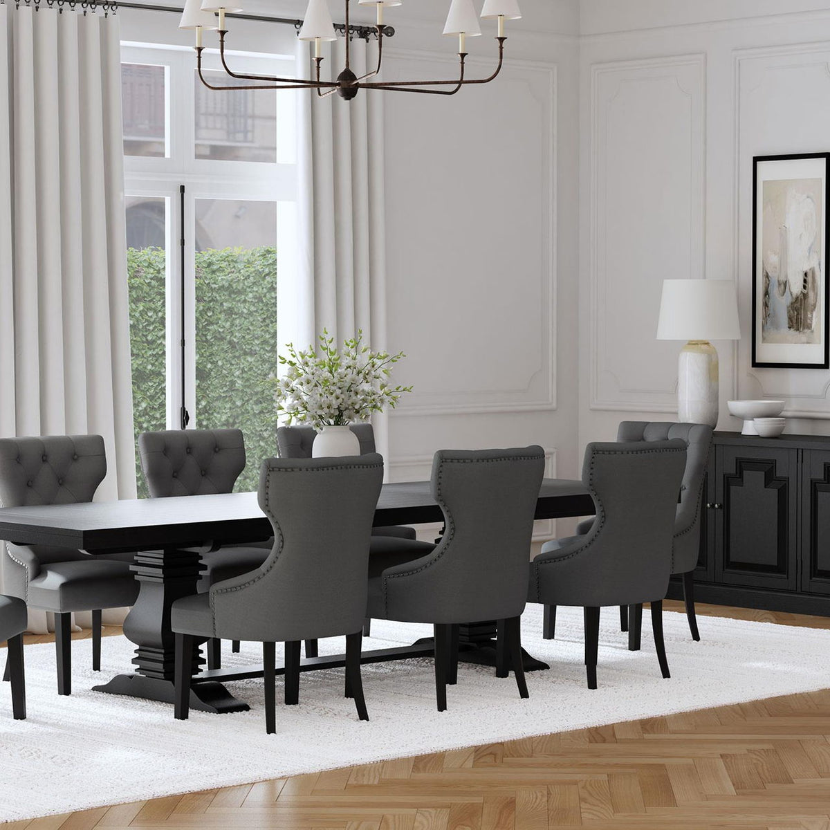 Florence 9-piece 126-inch Extension Dining Table Set Grey