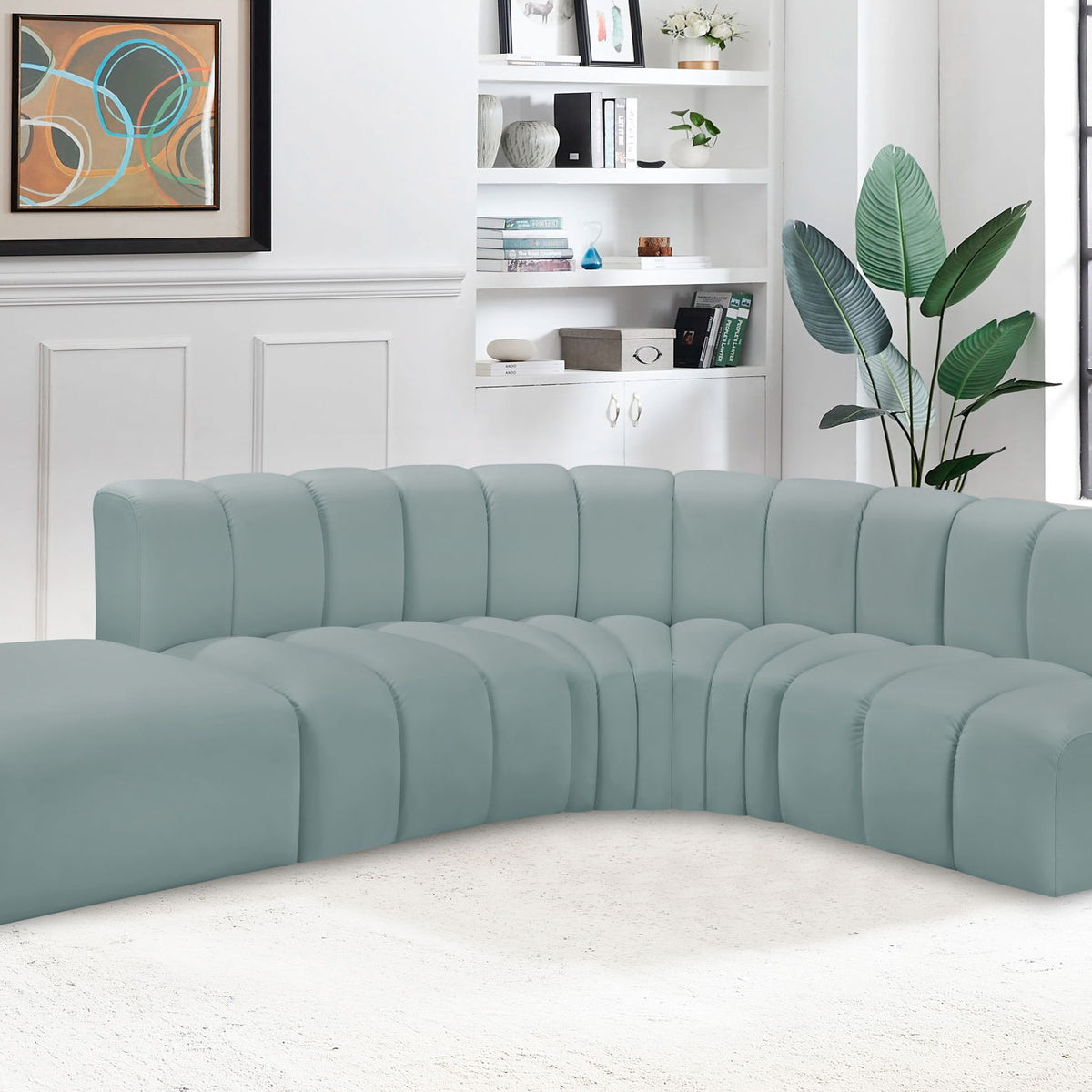 Arc - Faux Leather 5 Piece Corner Modular Sofa