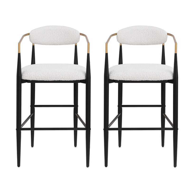 Upholstered Bar Stools With Backs For Kitchen Island (Set of 2) - Beige