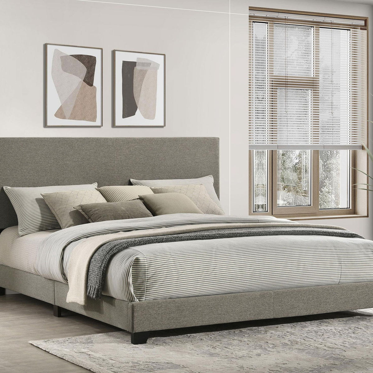 Dorian Fabric Upholstered California King Panel Bed Taupe