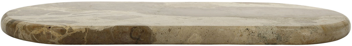 Genuine marble tray, round stone tray with beige and brown veining