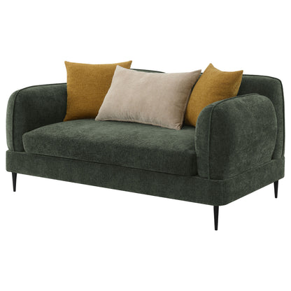 Jade - Chenille Upholstered Modern Track Arm Loveseat - Green