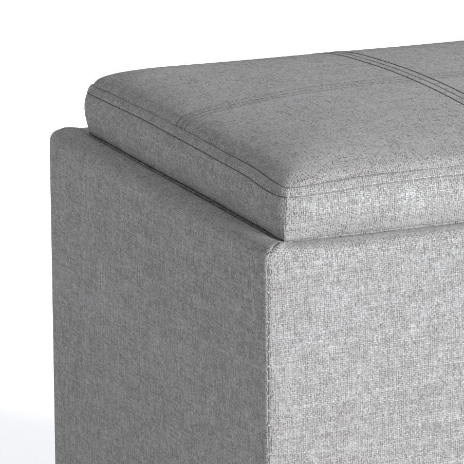 Rockwood - Upholstered Cube Storage Ottoman With Tray