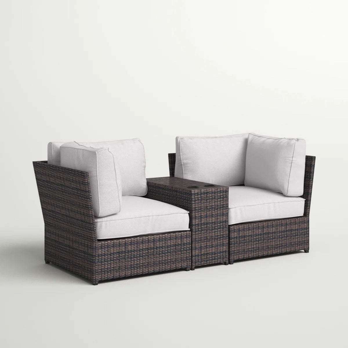 Outdoor Wicker Loveseat With Cushions