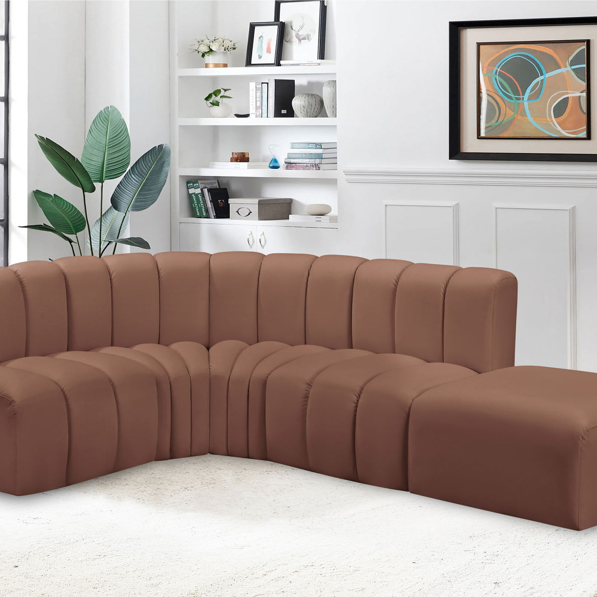 Arc - Faux Leather 5 Piece Corner Modular Sofa
