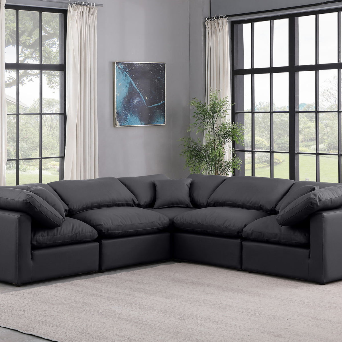 Indulge - Faux Leather 5 Piece Modular Corner Sectional