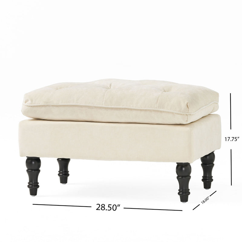 Lofton - Pillow Top Ottoman With Button Tufting - Cream