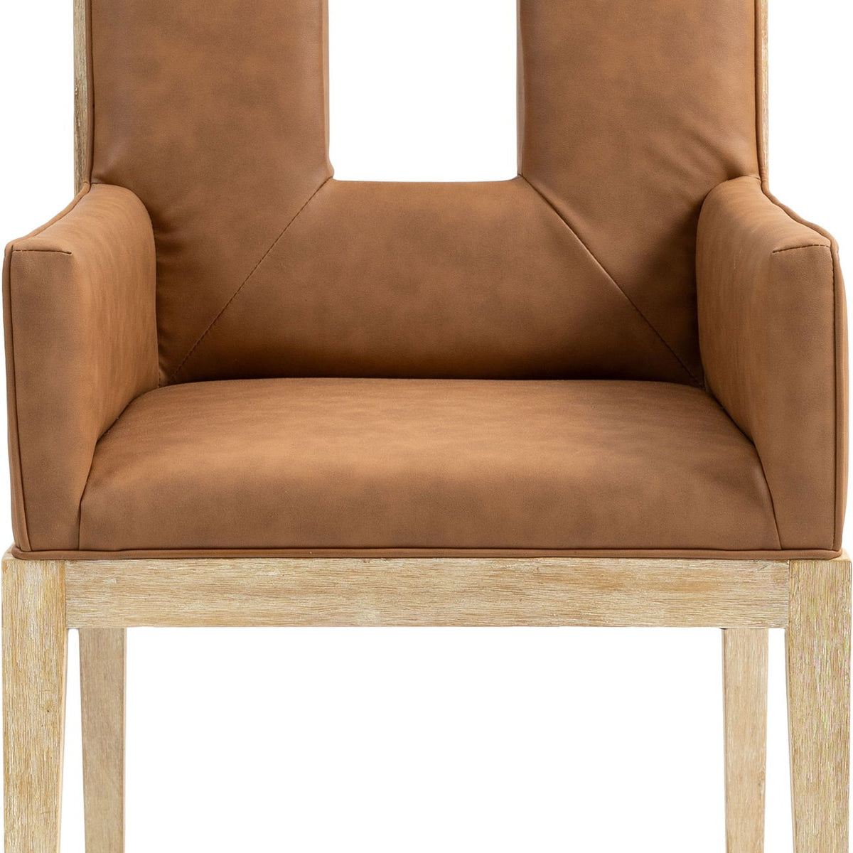 Gwendolyn - Faux Leather Dining Arm Chair With Natural Frame