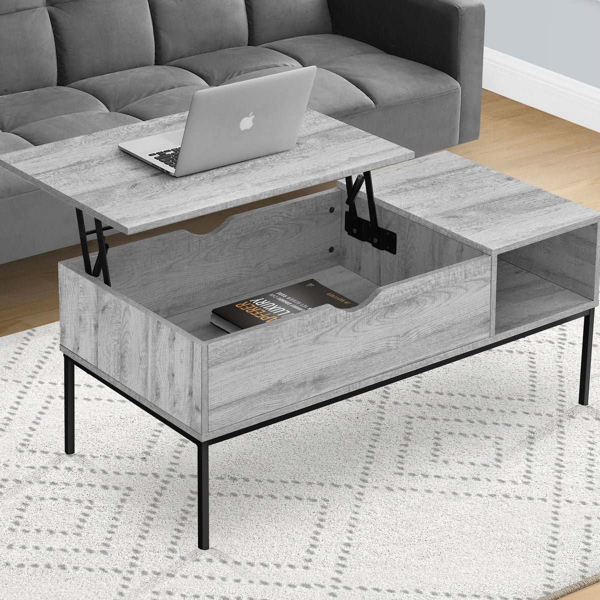 Table, Rectangular, Cocktail, Functional Lift-Top, Contemporary & Modern