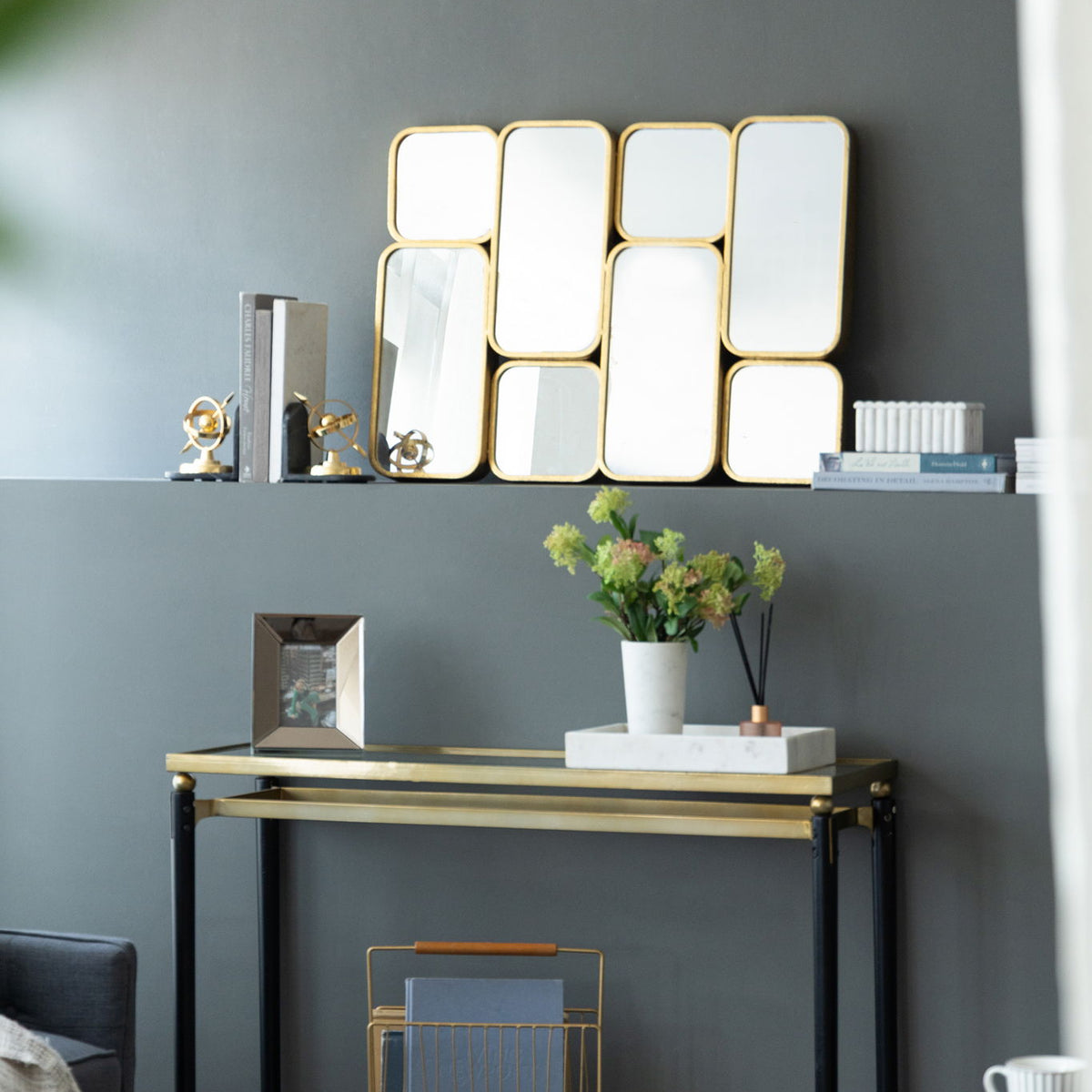 Mirror With en Metal Framed Decorative Rectangle Mirror For Bedroom Dressing Room, Hallway Or Living Spac - Gold