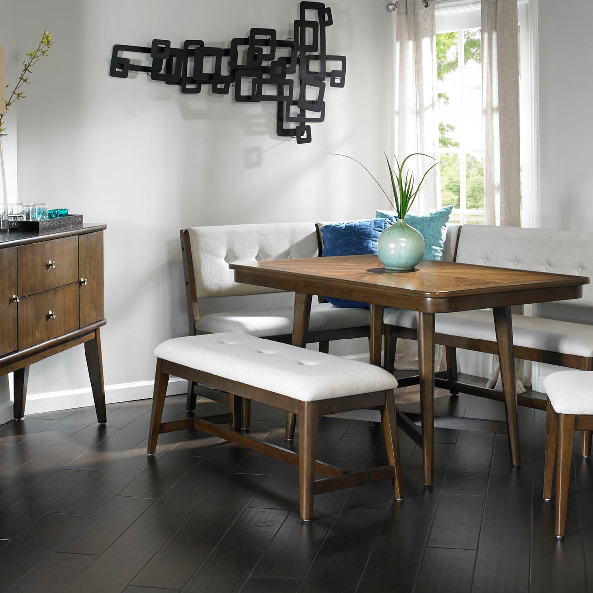 Curved Dining Bench Upholstered Curved Bench - Beige