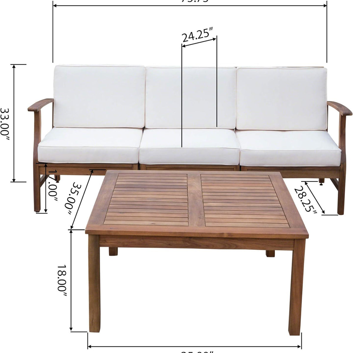 Perla - 3 Seater Sofa And Table Set