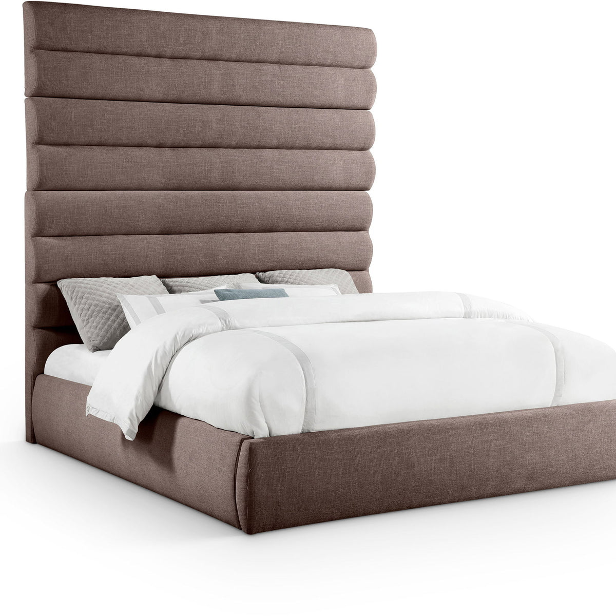 Adam - Linen Fabric Bed With 89" Headboard
