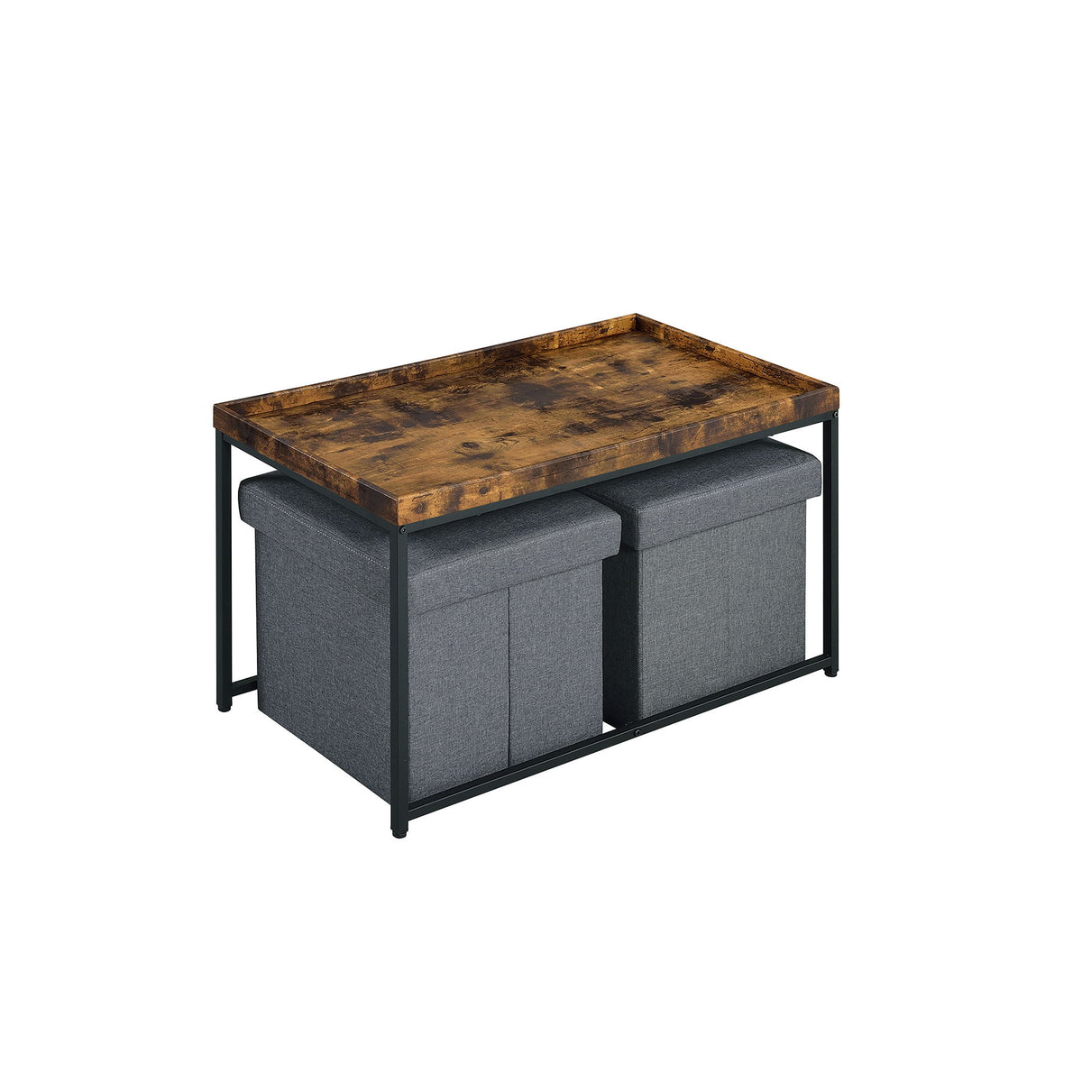 Monty - Wood Grain 3 Piece Coffee Table Set With Raised Edges (Set of 3)