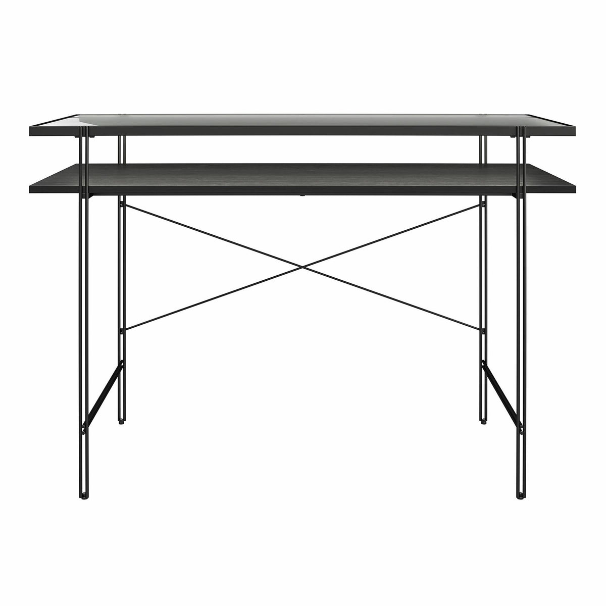Vance - Computer Desk With Fluted Glass Desktop - Black