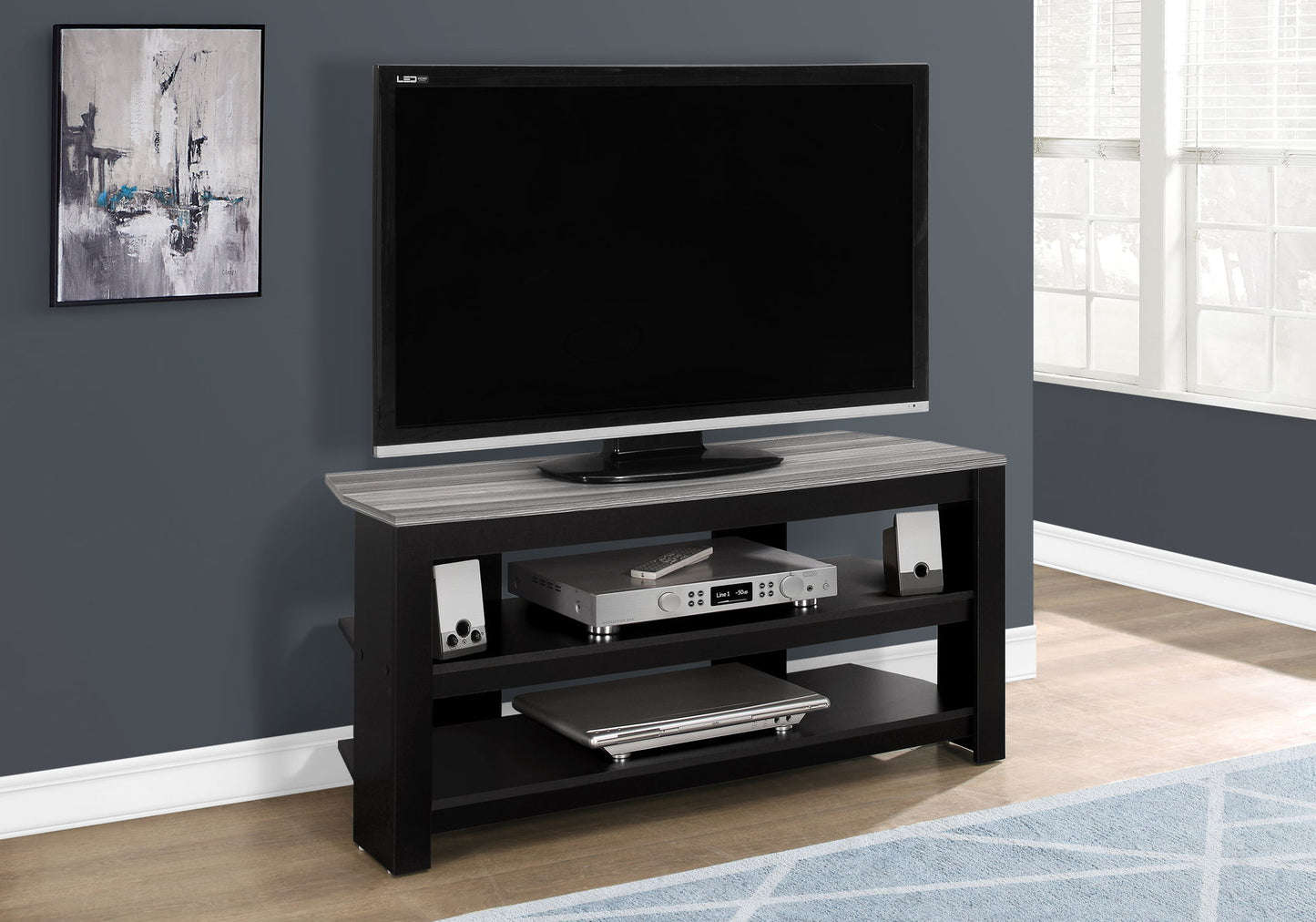 TV Stand, Console, Media Entertainment Center, 3 Storage Shelves