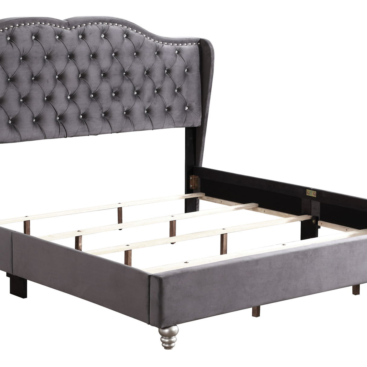 Upholstered Velvet Bed Transitional