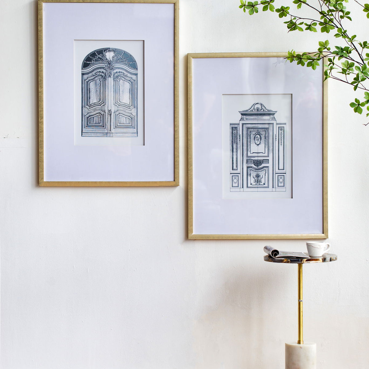 Fake Pencil Architectual Wall Art, Wall Decor Accent (Set of 2) - Silver