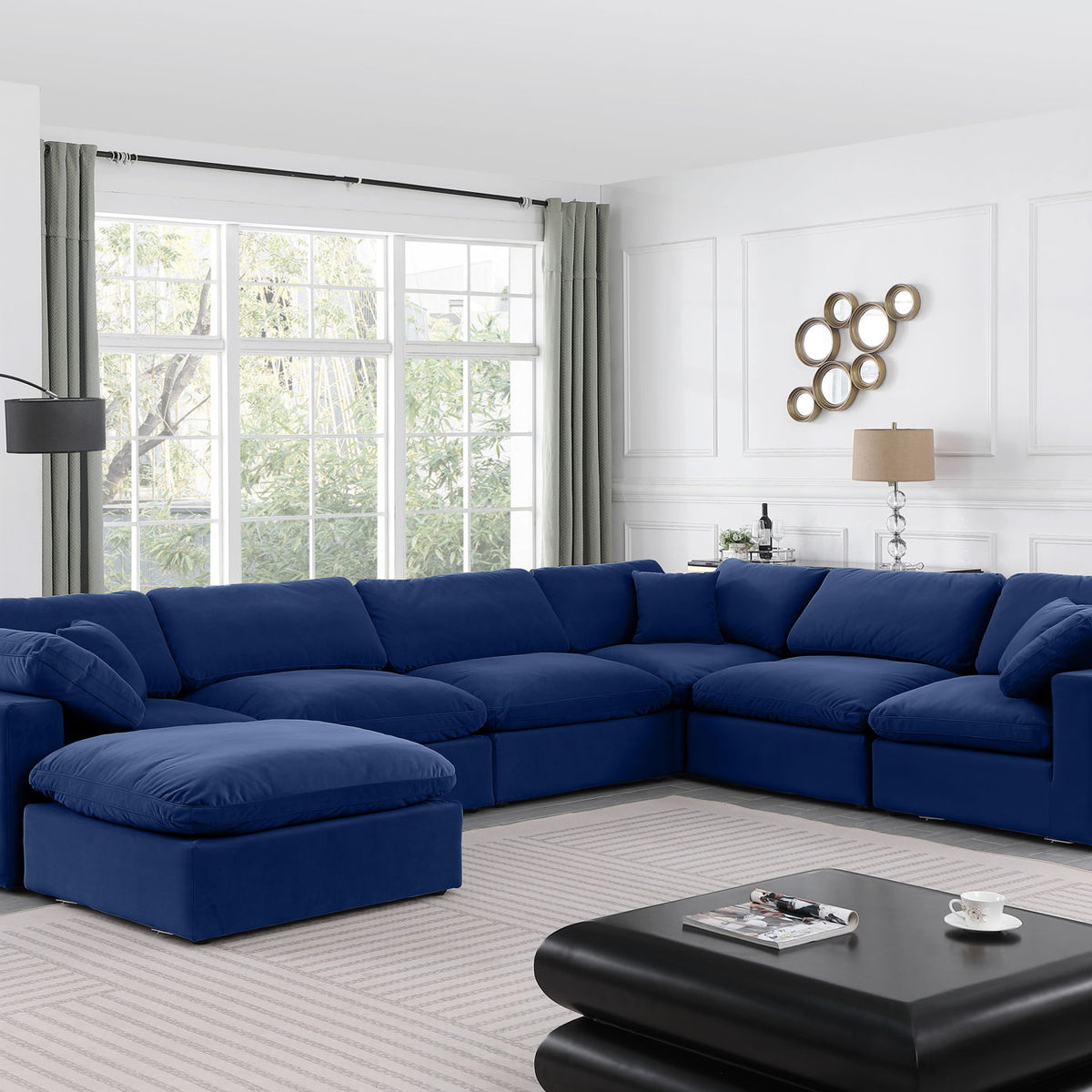 Comfy - 7 Piece Velvet Modular Sectional With Chaise