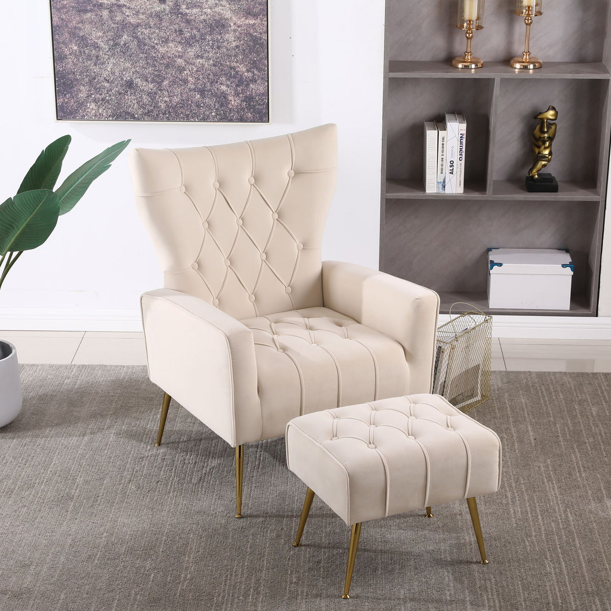Accent Chair With Ottoman, Comfy Armchair For Living Room