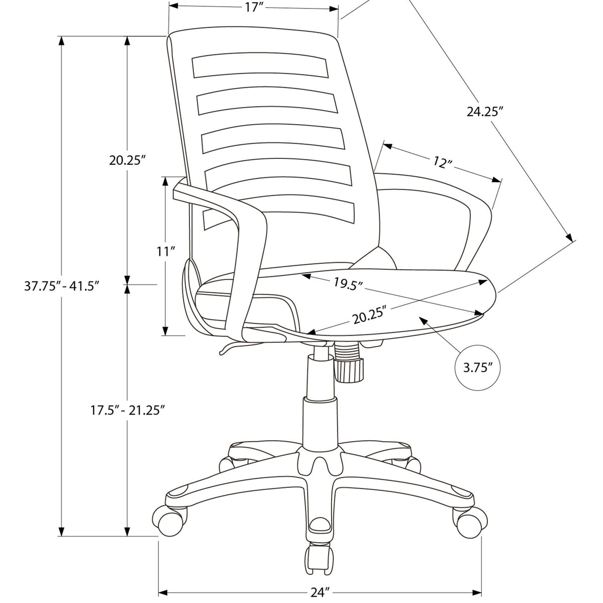 Office Chair, Adjustable Height, Swivel, Ergonomic, Armrests