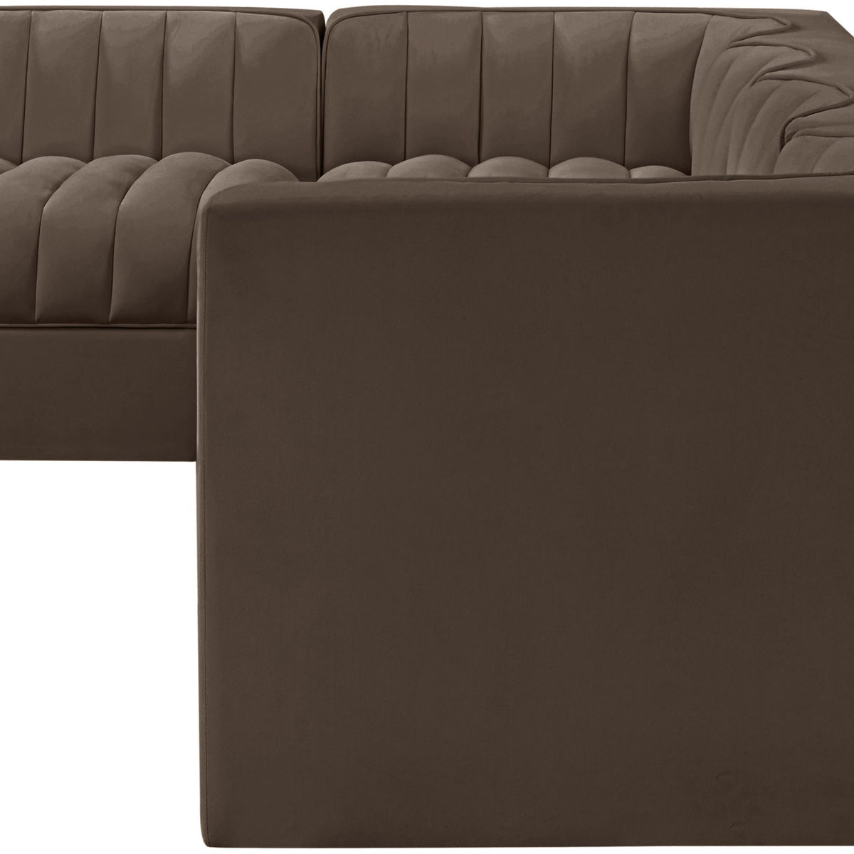 Rummi - Velvet Performance Fabric Upholstered 5 Piece Modular Sectional, L-Shaped (Right)