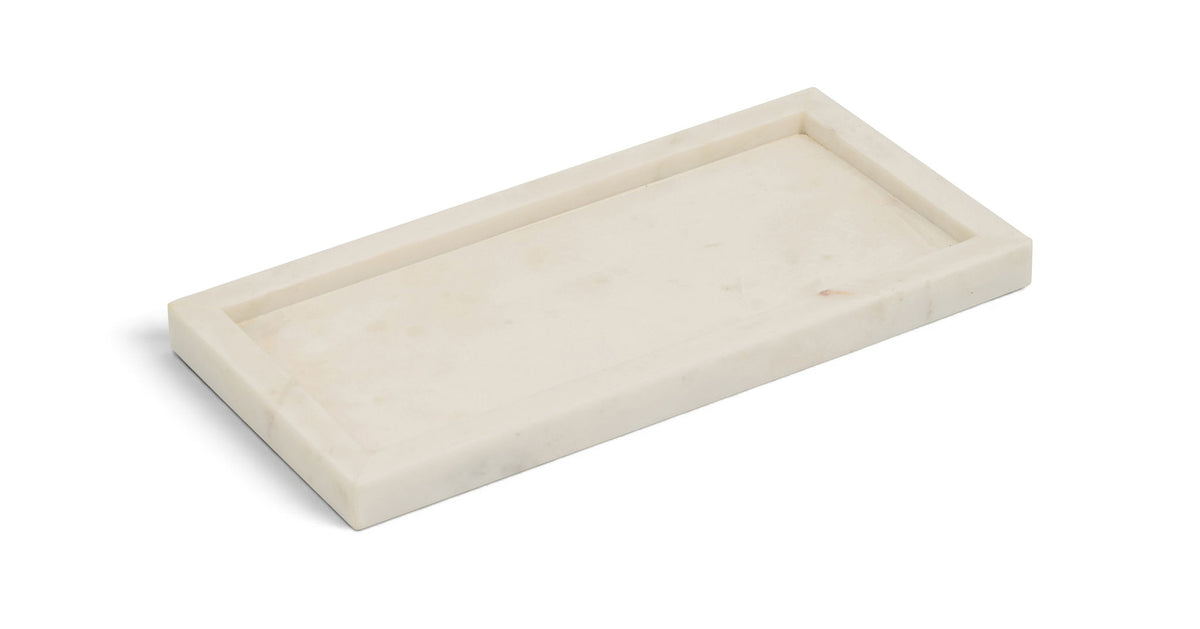 Genuine marble tray with smooth light cream marble surface