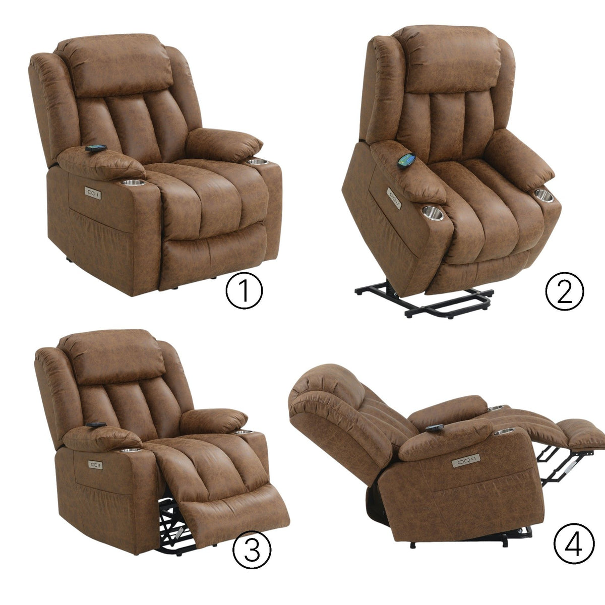 Pacay - Power Motion Recliner With Lift Heating Massage Function