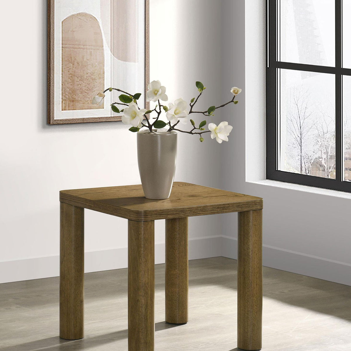 Castlewood Engineered Wood Accent Side End Table Brown Oak