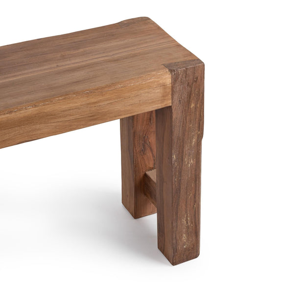 Dark wooden table corner with overhang top and carved block leg profile