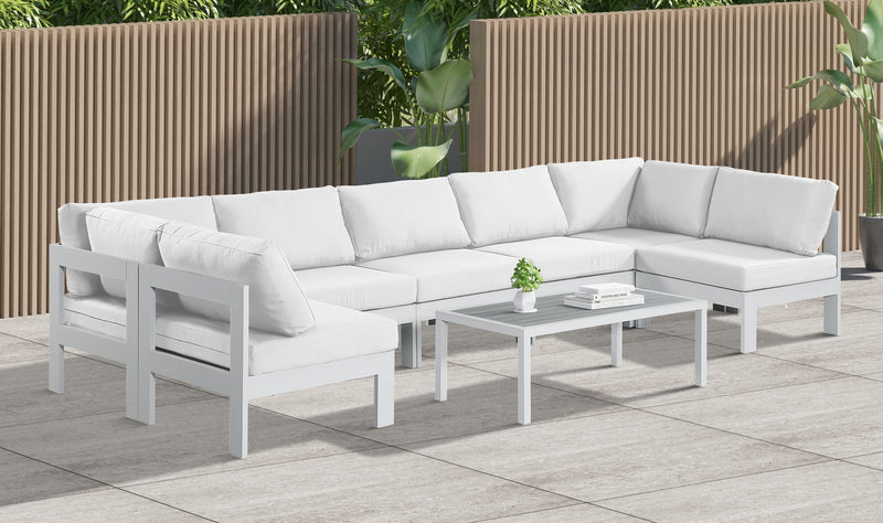 Nizuc - Outdoor Patio 7 Piece Modular Sectional With White Frame