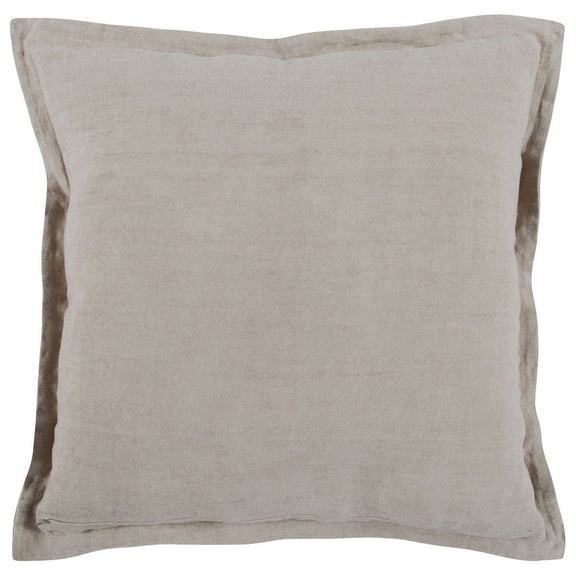 Natural beige square throw pillow with plain front