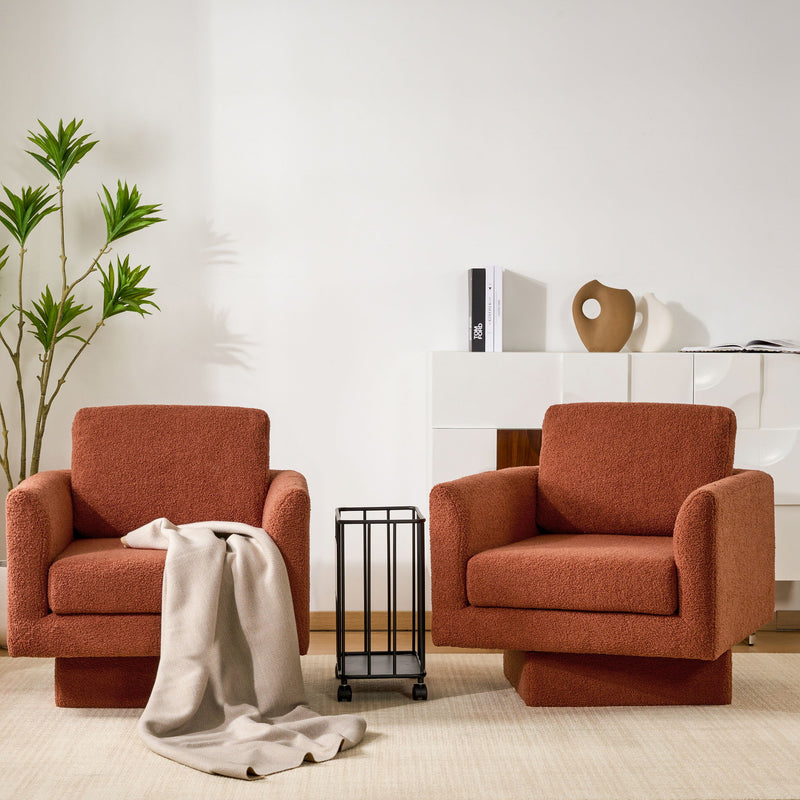 360° Modern Swivel Accent Chair Round Armchair, Thick Padded Single Lounge Sofa Upholstered Comfy