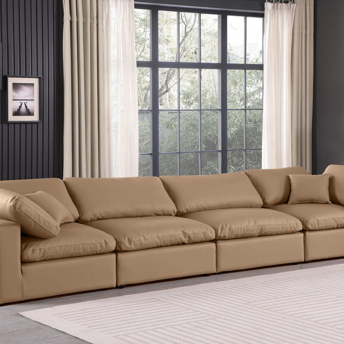 Comfy - Faux Leather Modular Sofa 4 Pieces - Tan