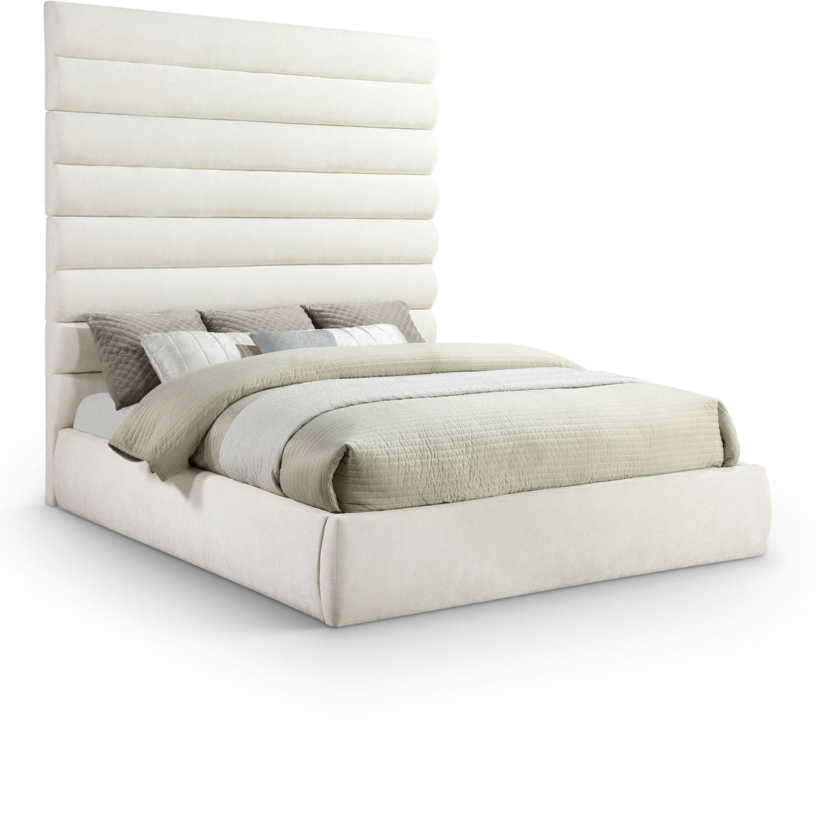 Adam - Chenille Fabric Bed With 89" Headboard