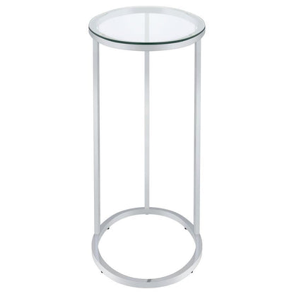 Kyle - Oval Glass Top C-Shaped Sofa Side Table - Chrome