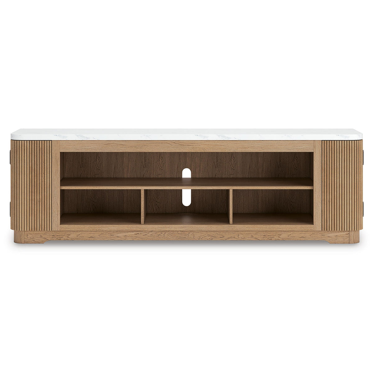 Camdill - XL TV Stand With Fireplace Option - Light Brown