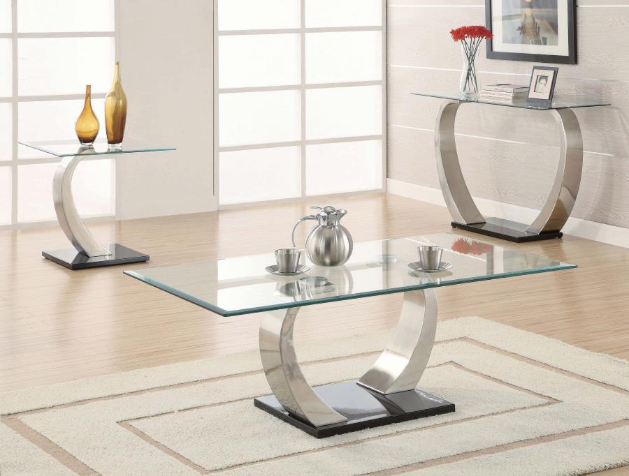 Pruitt - Rectangular Glass Top Metal Coffee Table - Satin