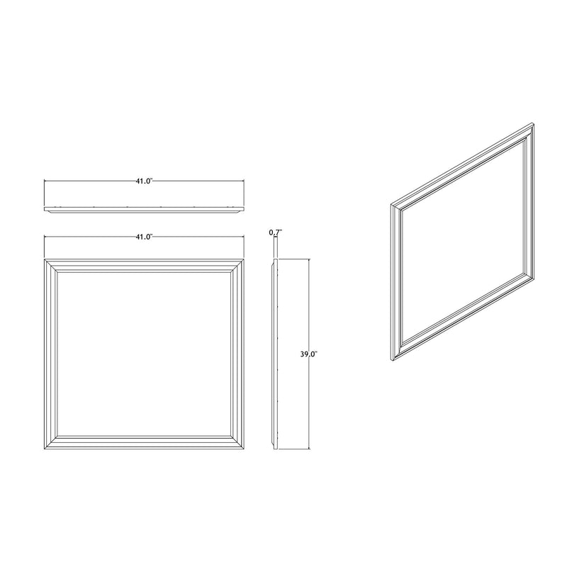 Square mirror frame diagram; 41 in wide, 39 in tall