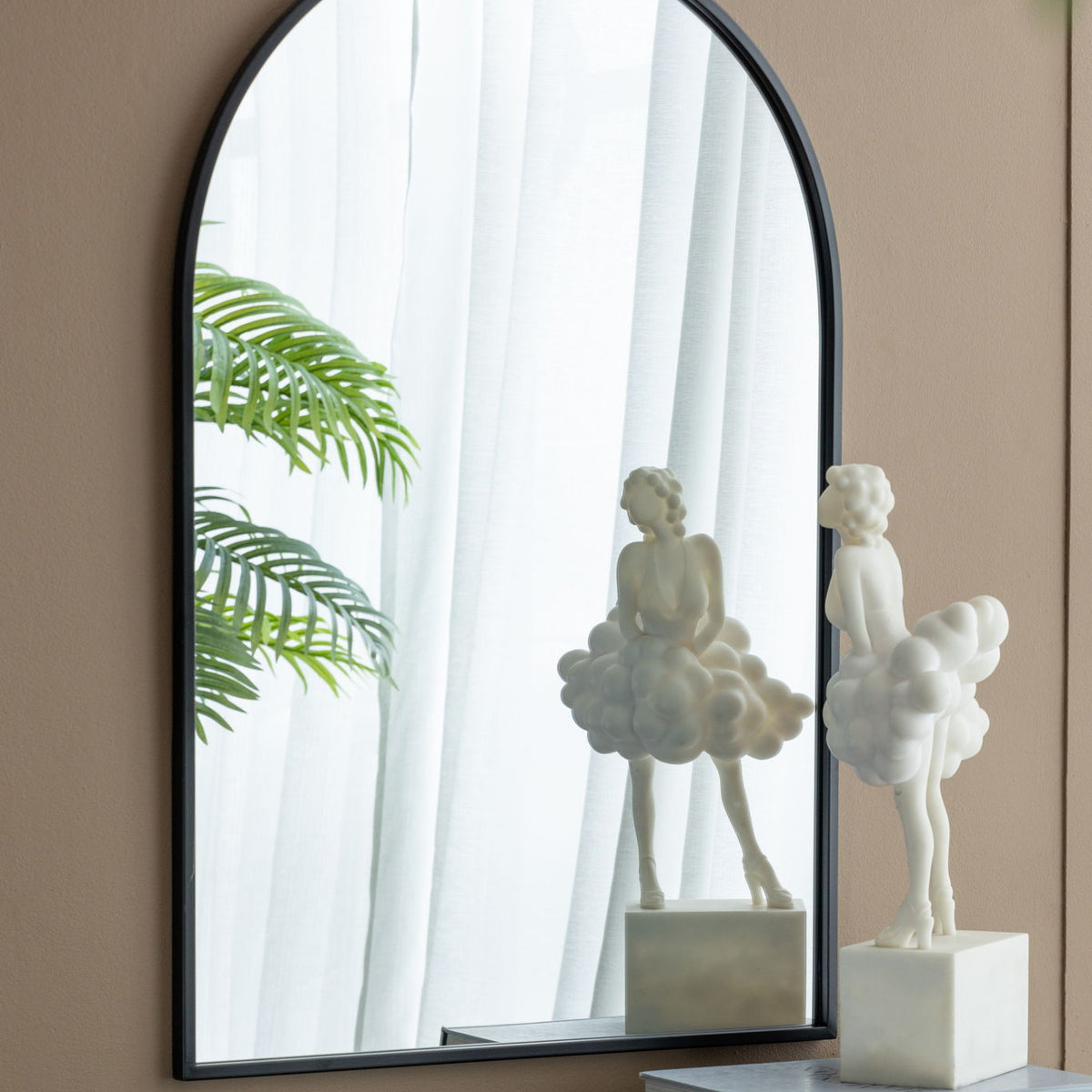 Arched Mirror With Metal Frame, Wall Mirror For Living Room Bedroom Entryway