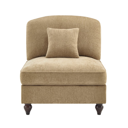 Chenille Armless Sofa - Light Coffee Chenille