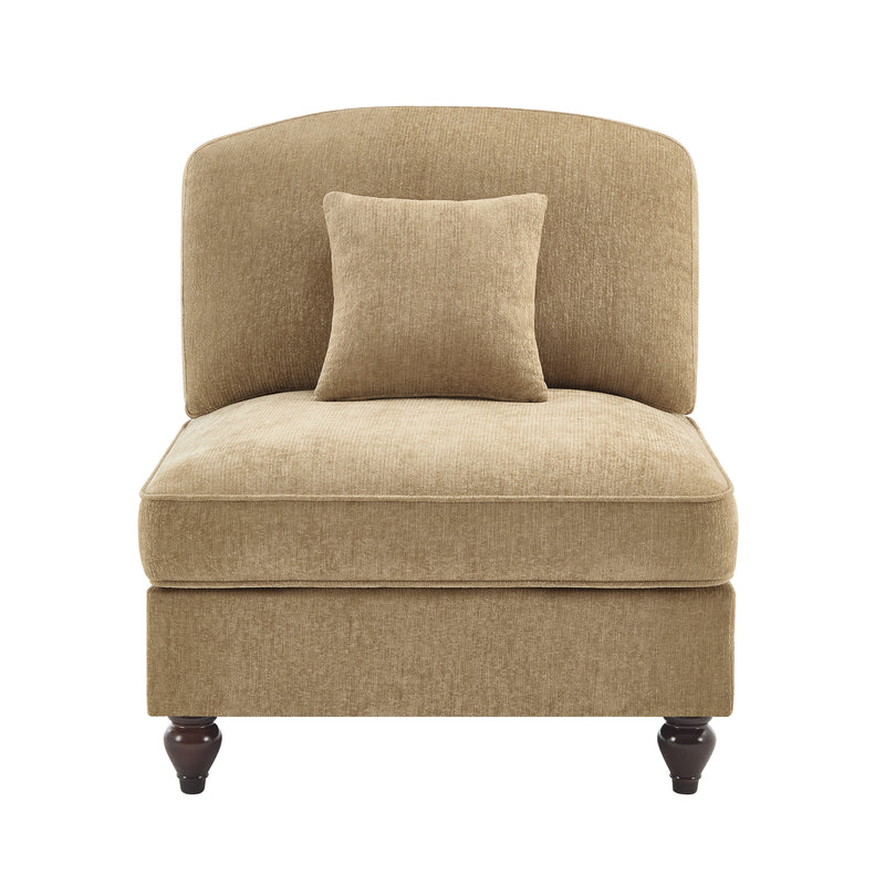 Chenille Armless Sofa - Light Coffee Chenille