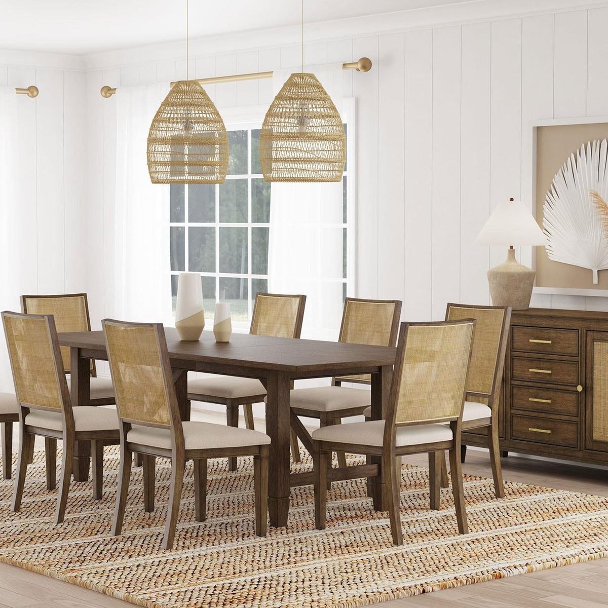 Matisse 9-piece Rectangular Dining Table Set Light Brown